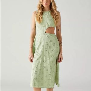Sage Eyelet Cutout MIDI Dress
